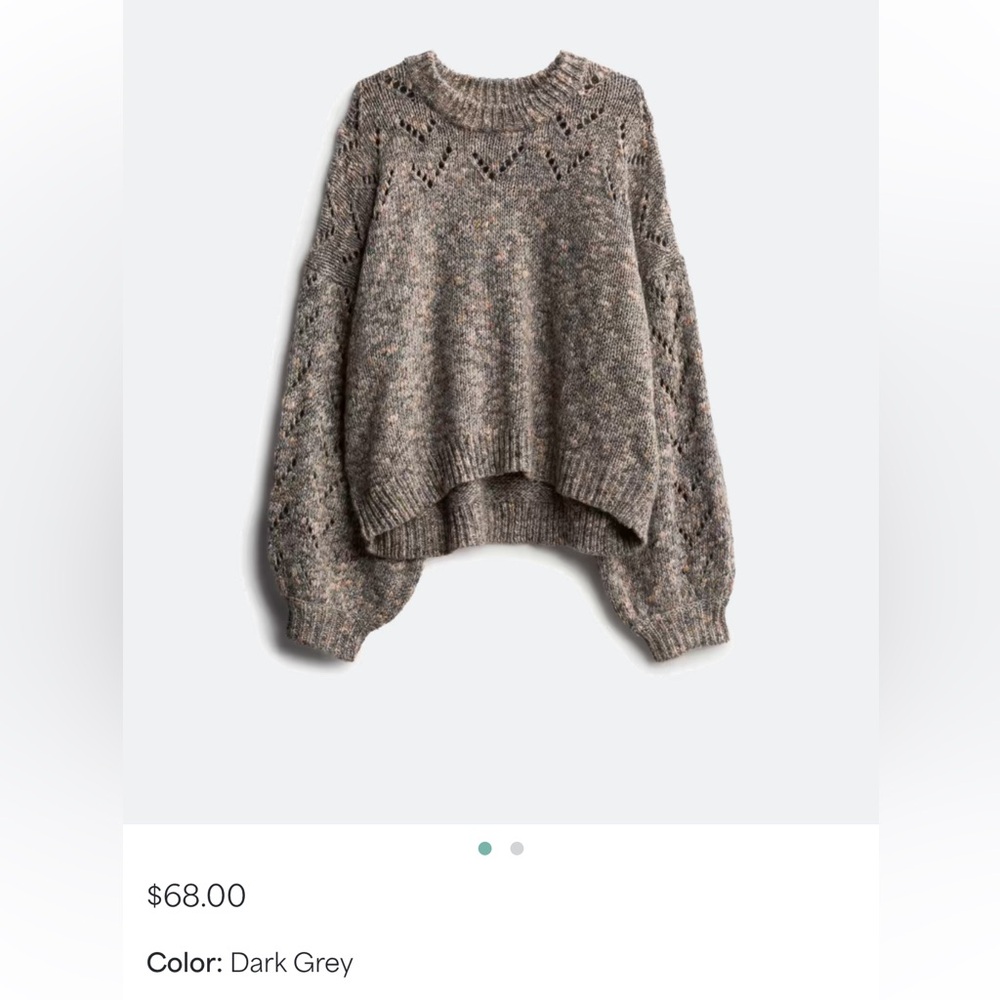 Maxwell Pointelle Bubble Sleeve Cropped Pullover - Picture 2 of 5